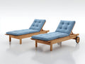 Tumbonas madera 198x74x92 cm - marrón-azul claro - diseño reclinable con ruedas