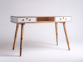 Mesas de oficina de madera 130x45x76 cm - madera natural y blanco - diseño moderno con cajones