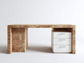 Mesas de oficina madera 150x60x75 cm - marrón-blanco - diseño moderno con cajonera