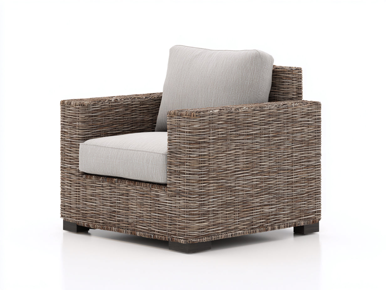 Sillones de ratán tejido 97x89x79 cm - Marrón grisáceo-Beige - Diseño cuadrado para salón o terraza cubierta