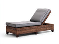 Tumbonas 195x70x88 cm - ratán marrón y cojín gris para exterior - estilo moderno reclinable