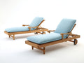 Tumbonas de madera ajustables 202x70x86 cm - Natural-Azul claro - Set de 2 con ruedas para jardín y terraza