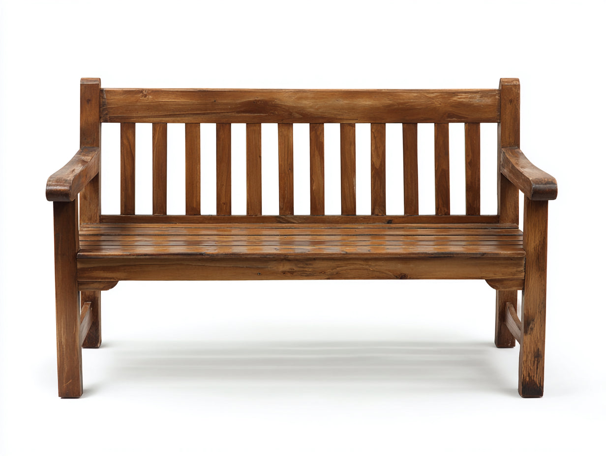 Bancos de jardín de madera 160x60x88 cm - marrón natural - diseño clásico con reposabrazos