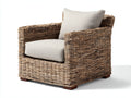 Sillones de ratán 90x86x79 cm - ratán marrón y cojines beige para exterior - estilo natural con reposabrazos