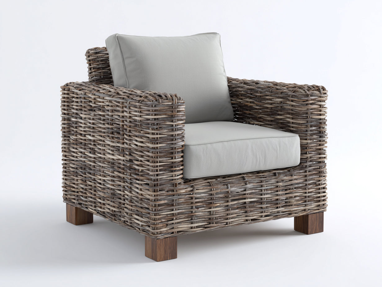 Sillones de ratán 92x86x78 cm - marrón y beige - diseño natural para exterior