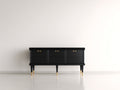 Mueble recibidor de madera 160x42x82 cm - negro y dorado - diseño moderno con puertas